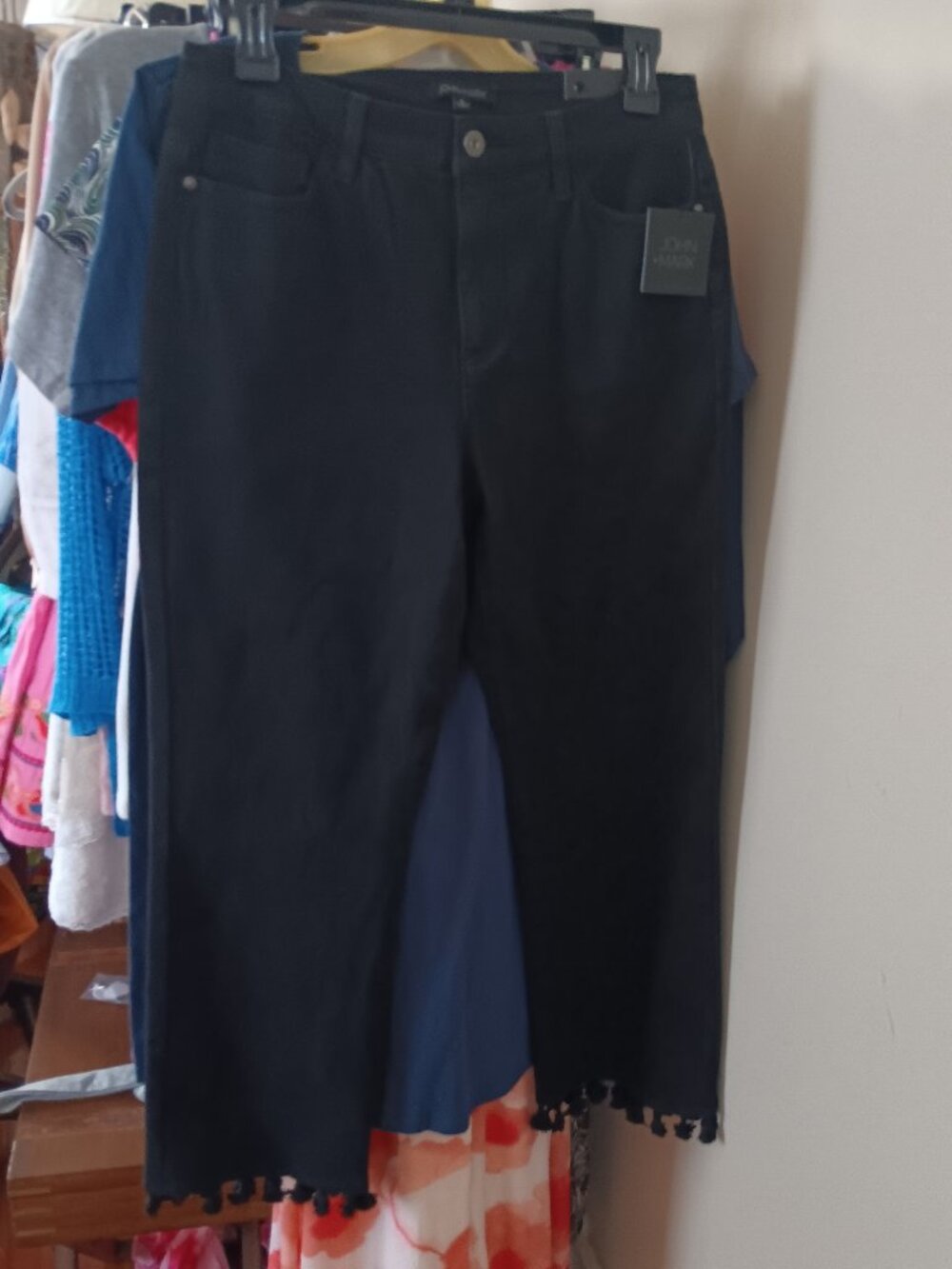 NWT Black Crop Jean with Tassel Fringe Size 6
